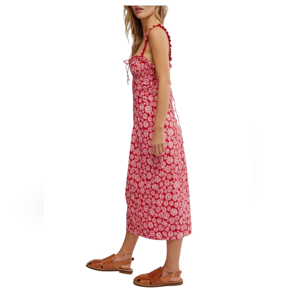 Free People Womens‎ Dress Lucinda Floral Midi Milkmaid Coquette Bloomcore Large - Picture 7 of 13